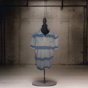 Polo Nautica Vintage Sky Blue and Yellow Striped Men's Casual Size XL
